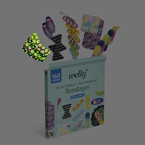 Miniatura 4 de Welly Bandage - Paquete de recambio grande  Tela flexible adhesiva, vendajes que brillan en la oscuridad e impermeables  Formas y patrones surtidos