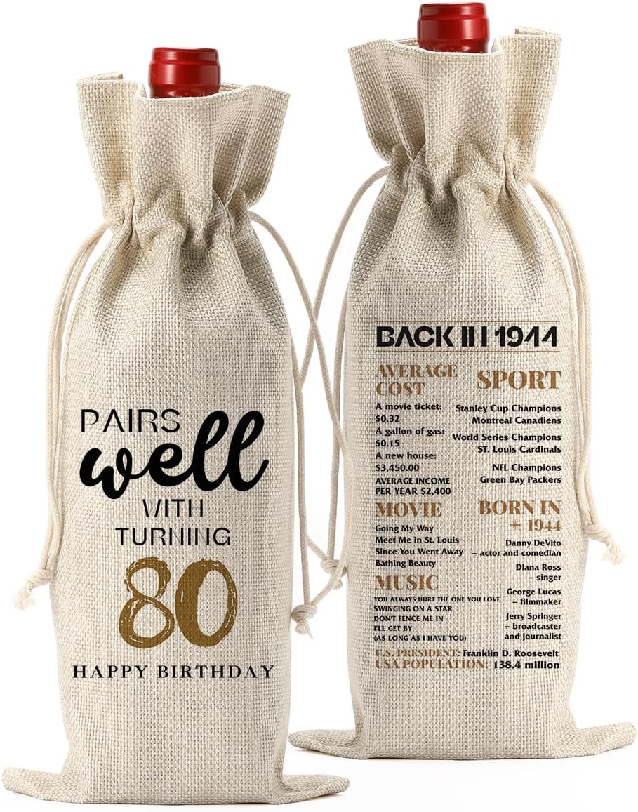 80th Birthday Gifts for Women Men Wine Gifts Birthday Gifts