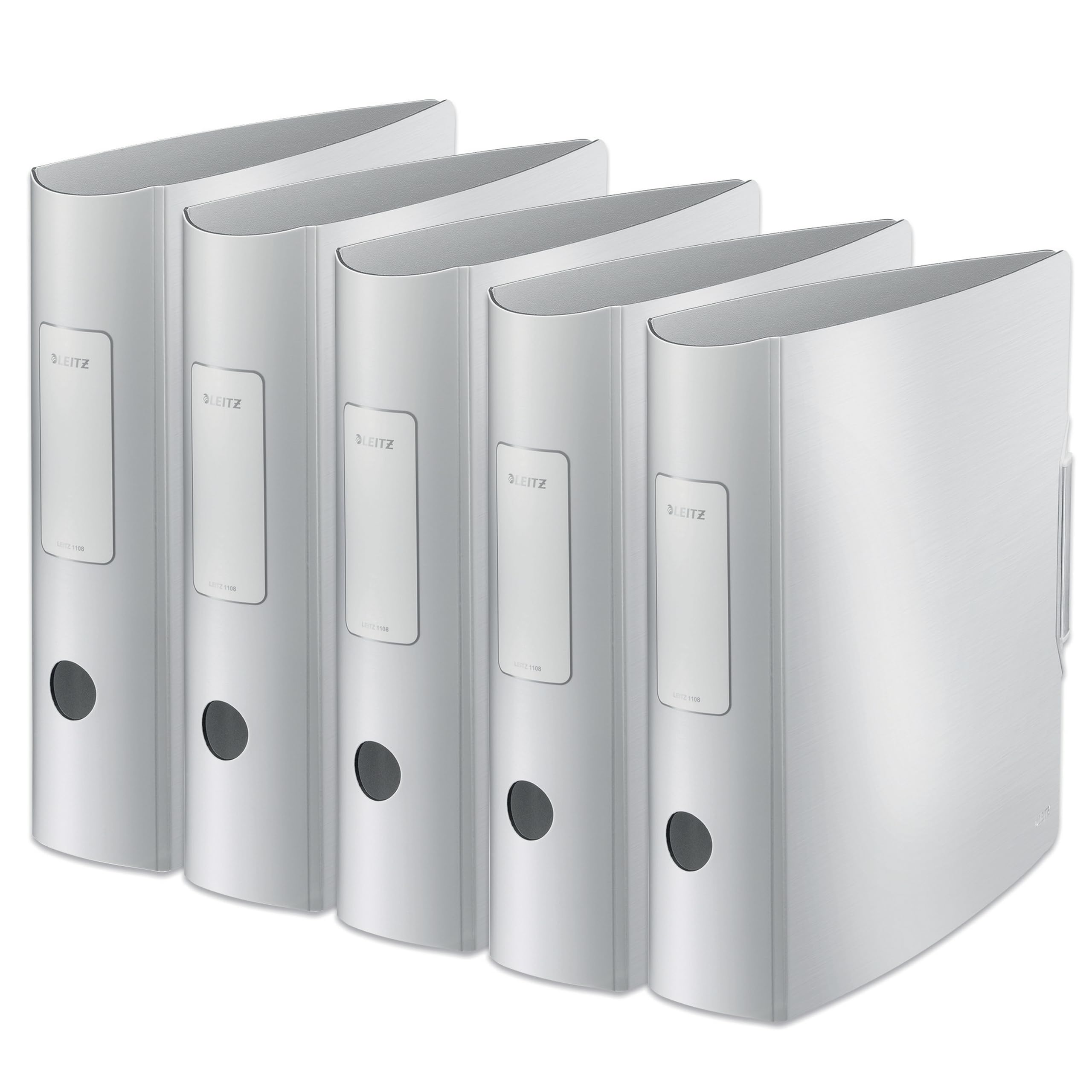Leitz 11080004 Active Style, confezione da 5 pezzi, A4, bianco artico, dorso arrotondato con dorso di 8,2 cm di larghezza, chiusura con elastico, leggero polyfoam, 11080004