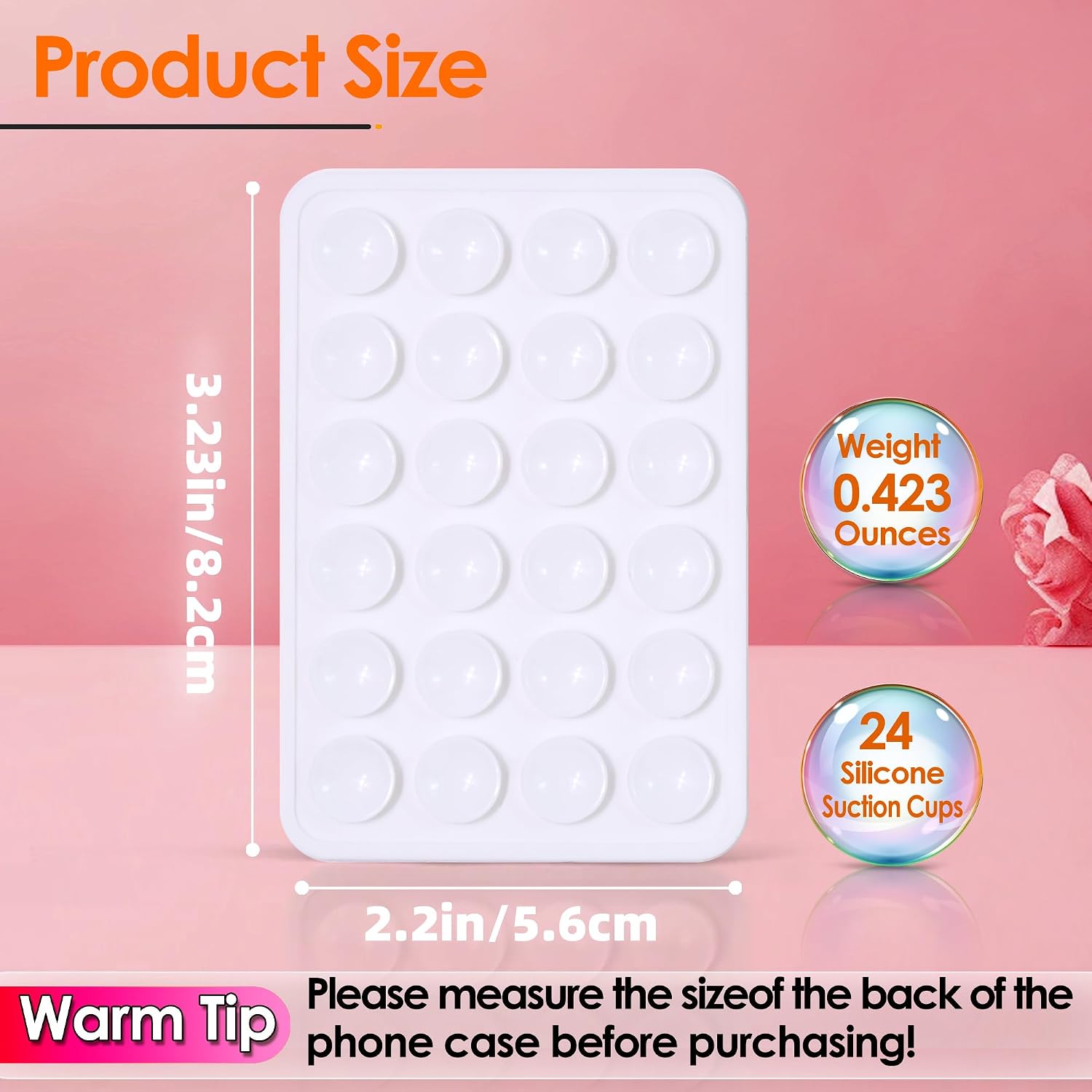 Suction Phone Case Mount, 2Pcs Silicone Phone Suction Grip Compatible with iPhone and Android Cases, Anti-Slip Hands-Free Mobile Accessory Holder, Sticky Phone Grip for Tiktok Videos and Selfies image 2