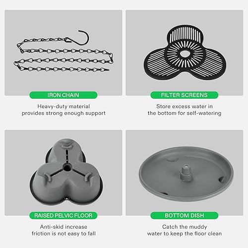 Miniatura 7 de VIVOSUN - Paquete de 2 jardineras vertical apilable de 5 niveles para fresas, flores, hierbas y verduras, color gris