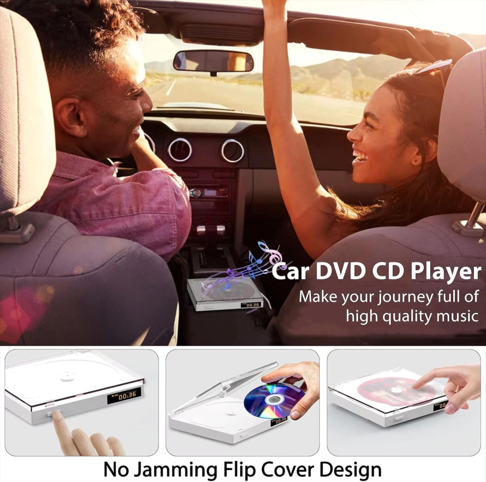 Slim Reproductor DVD Compacto para TV, 1080P HDMI DVD CD Player para Todas Las regiones Libres, Memoria Playbakc, HDMI/AV de Salida, USB 2.0, Soporte PAL/NTSC (Píxeles, White 720)