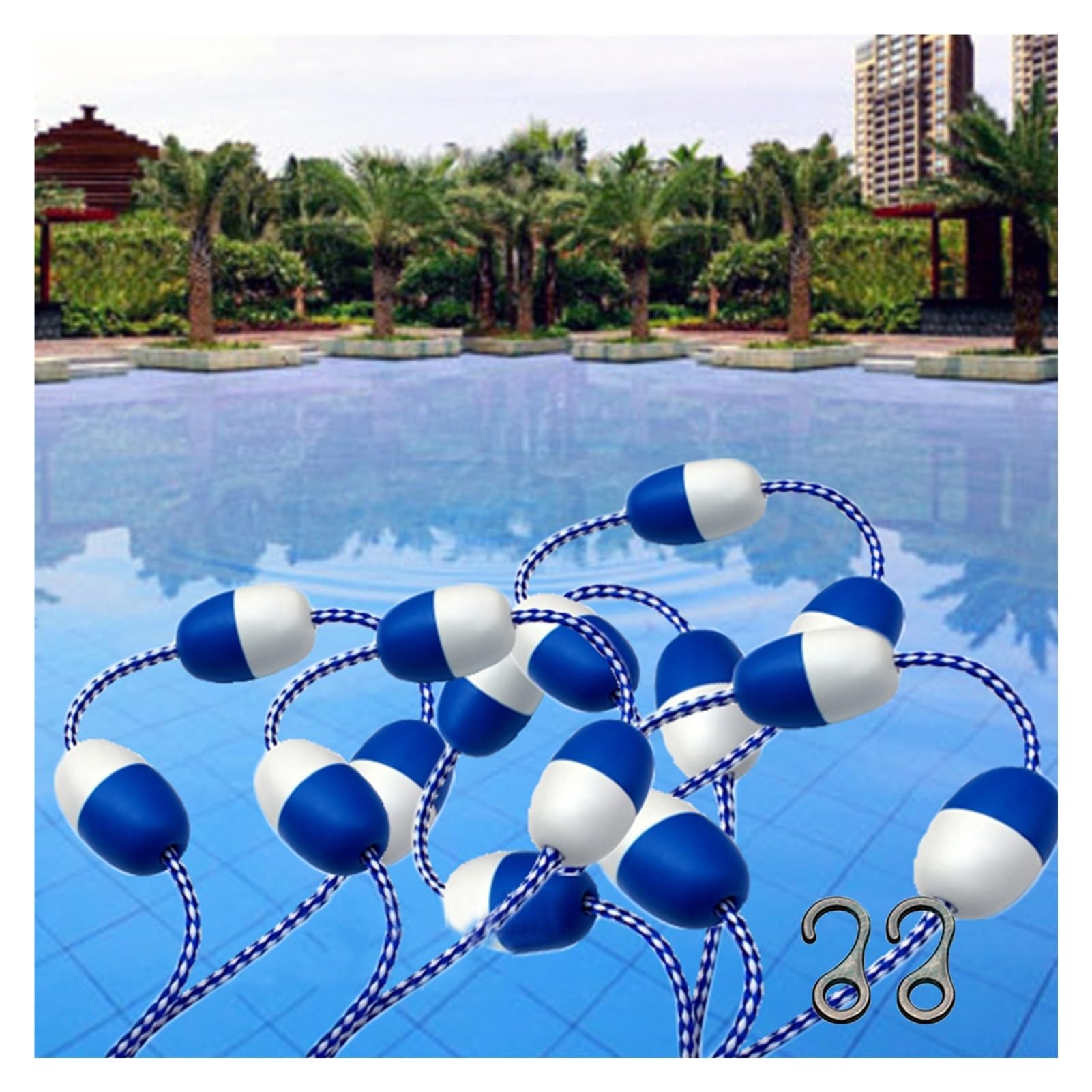 Séparateur de voie de piscine flottant 9m anti-UV avec système de crochet rapide