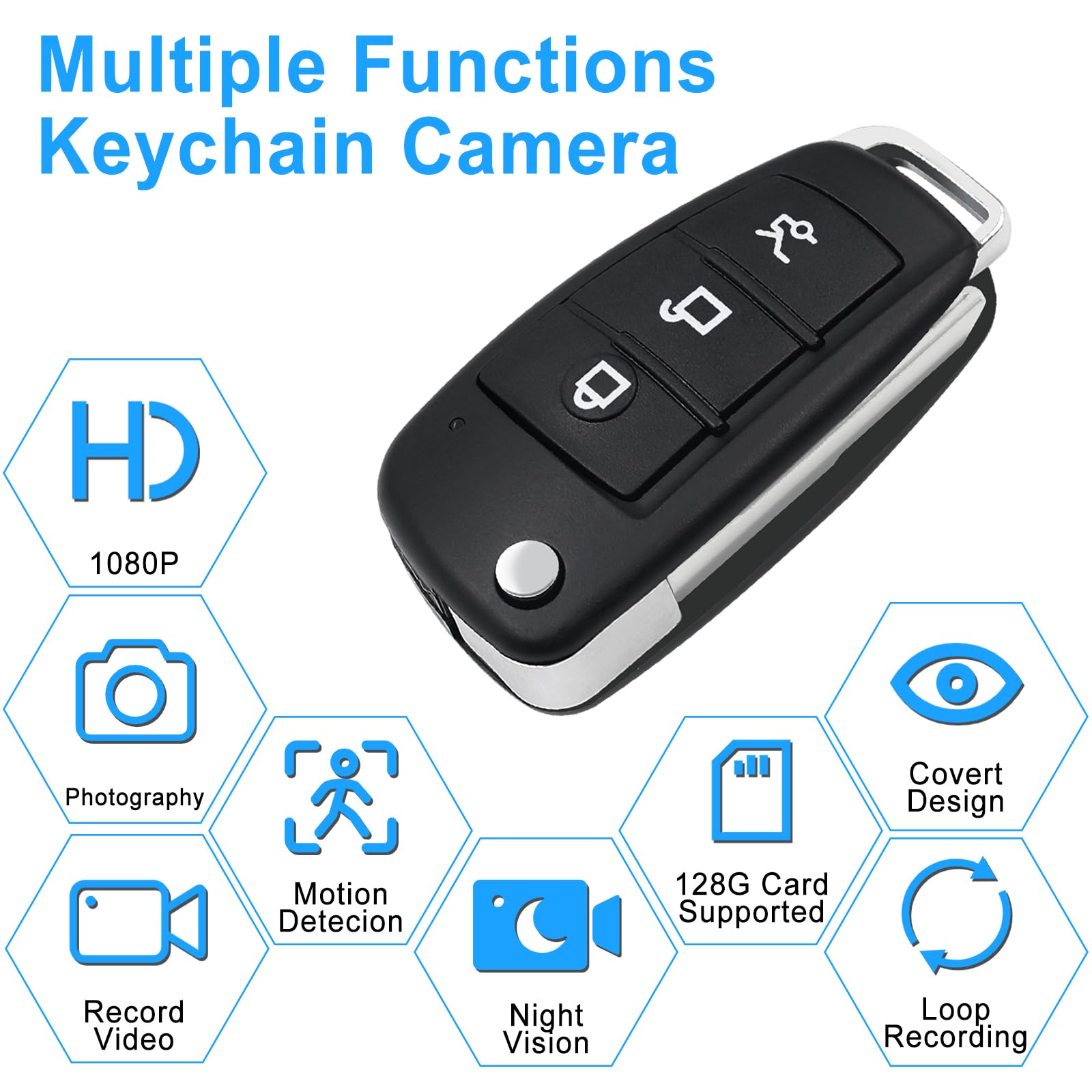 UYIKOO Telecamera Spia Nascosta, Mini Telecamera Nascosta Chiave Auto Micro Spy Cam 1080P HD Microcamera Spia con Rilevamento del Movimento Visione Notturna