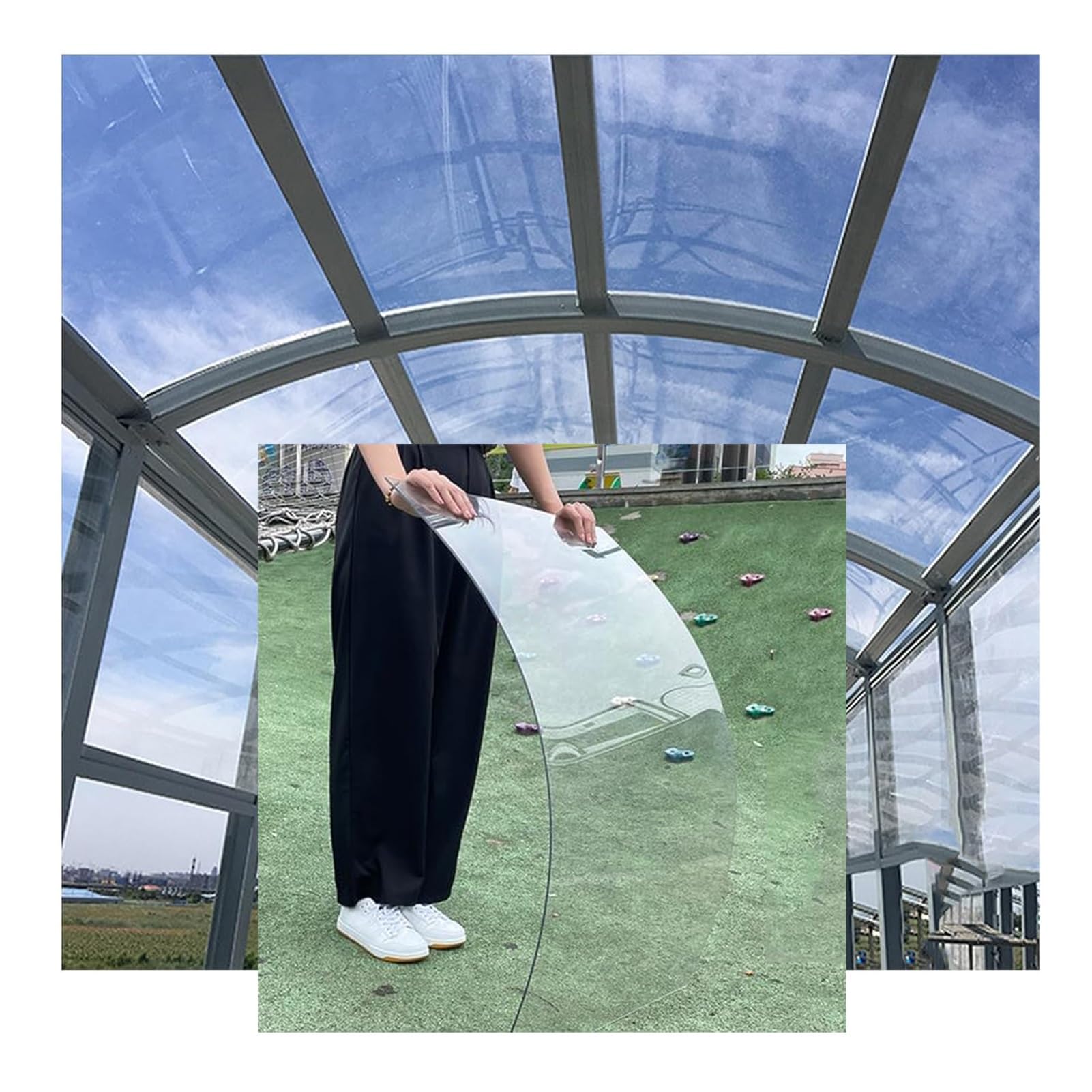 SCITOY Clear Acrylic Plastic Sheet, Polycarbonate Panel Roofing Sheets, Outdoor Awning Shelter, Roof Cladding, Greenhouse Shed Canopy, Easy to Cut (0.6x10m/2.0x32.8ft)