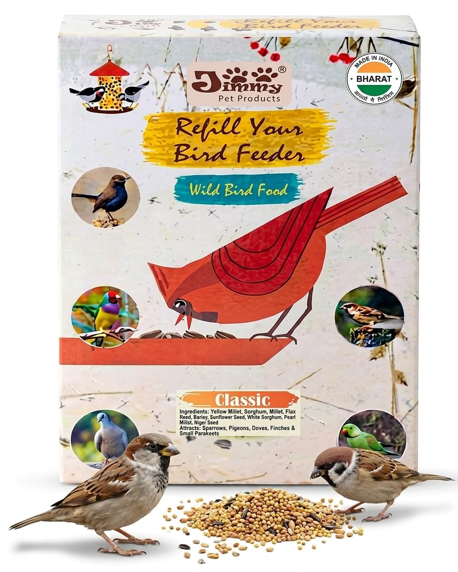 JiMMy Pet Products Refill Your Bird Feeder Classic Bird Feed Seed Mix Bird Food for Sparrow, Finches, Pigeon Wild Bird Food (1.2 Kg)-image-45