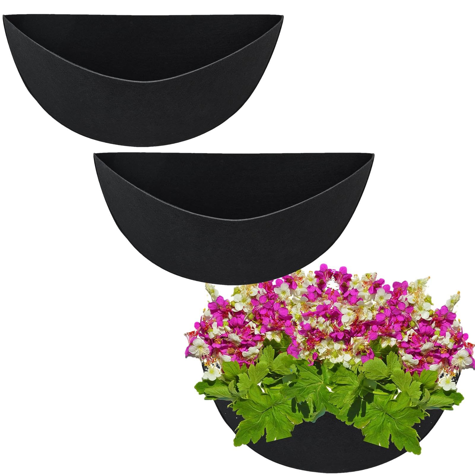 shpuuyy 3 PCS Half Round Planter Liner,12/14/16 Inch Hanging Basket Liners, Felt Trough Liners, Planter Basket Liners Insert Replacement Liners For Plants Flowers Indoor Outdoor