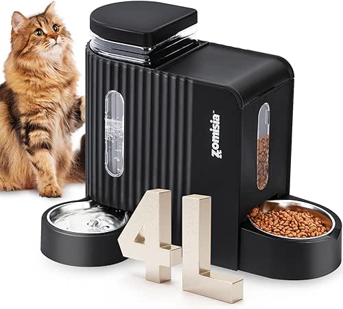 Gravity Cat Feeder and Water Dispenser with 304 Stainless Steel