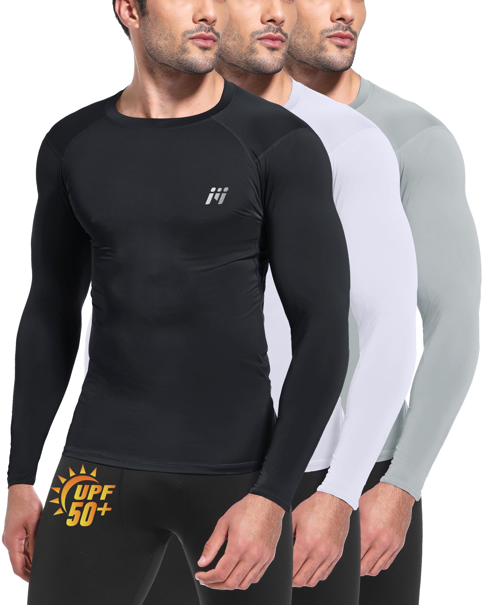 MEETWEE Rashguard Camiseta de Hombre, UPF 50+ Camisa de Compresión de Manga Larga UV Camiseta Proteccion Solar Secado Rápido para Surf y Natación
