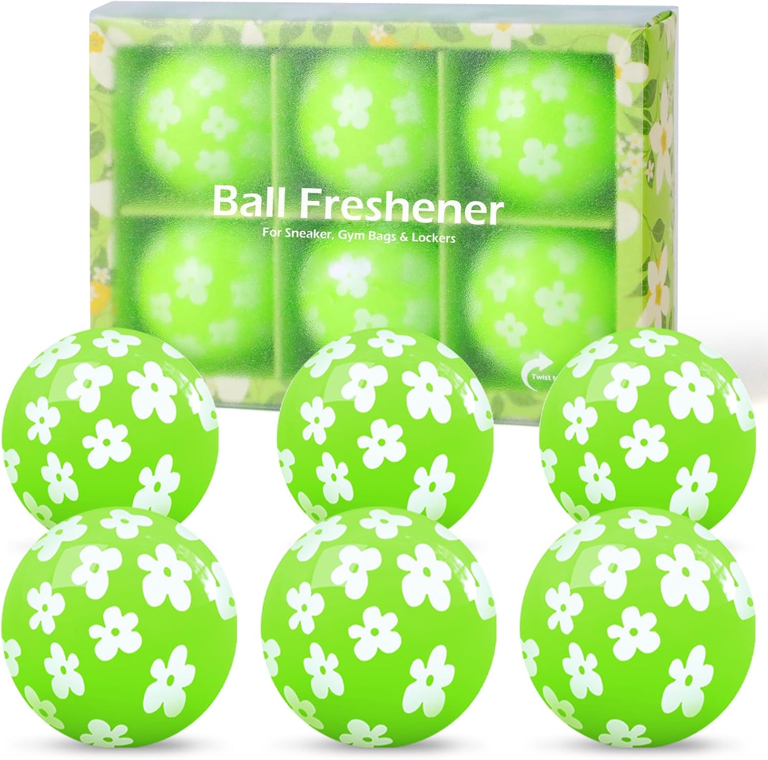 SCENTORINI Shoe Deodorizer Balls, Fresh Jasmine Scent * 6 Pack