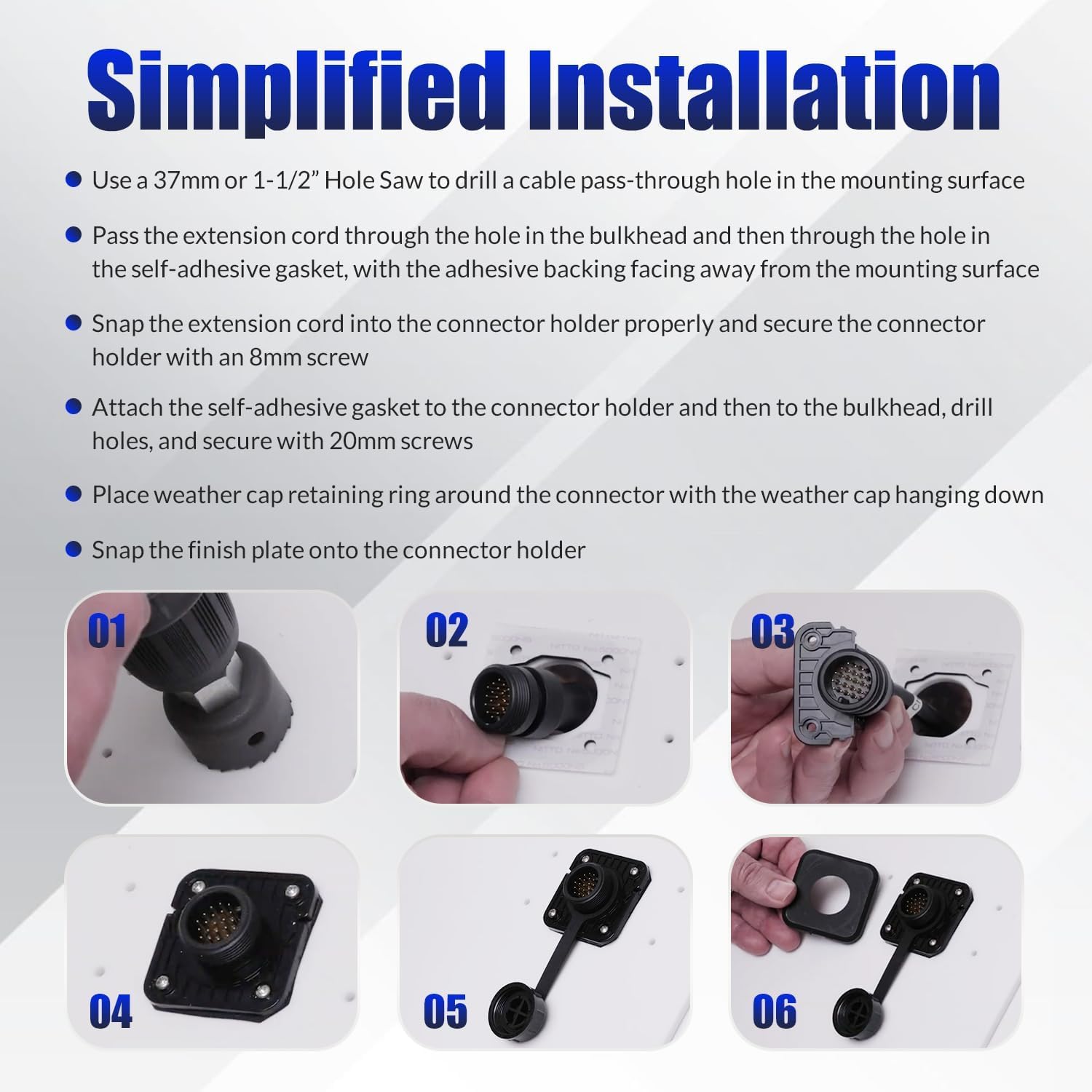 Kit de connecteurs de cloison pour Garmin LiveScope Plus LVS34/LVS62 – Système de déconnexion Rapide étanche | Remplacement pour 010-13350-00