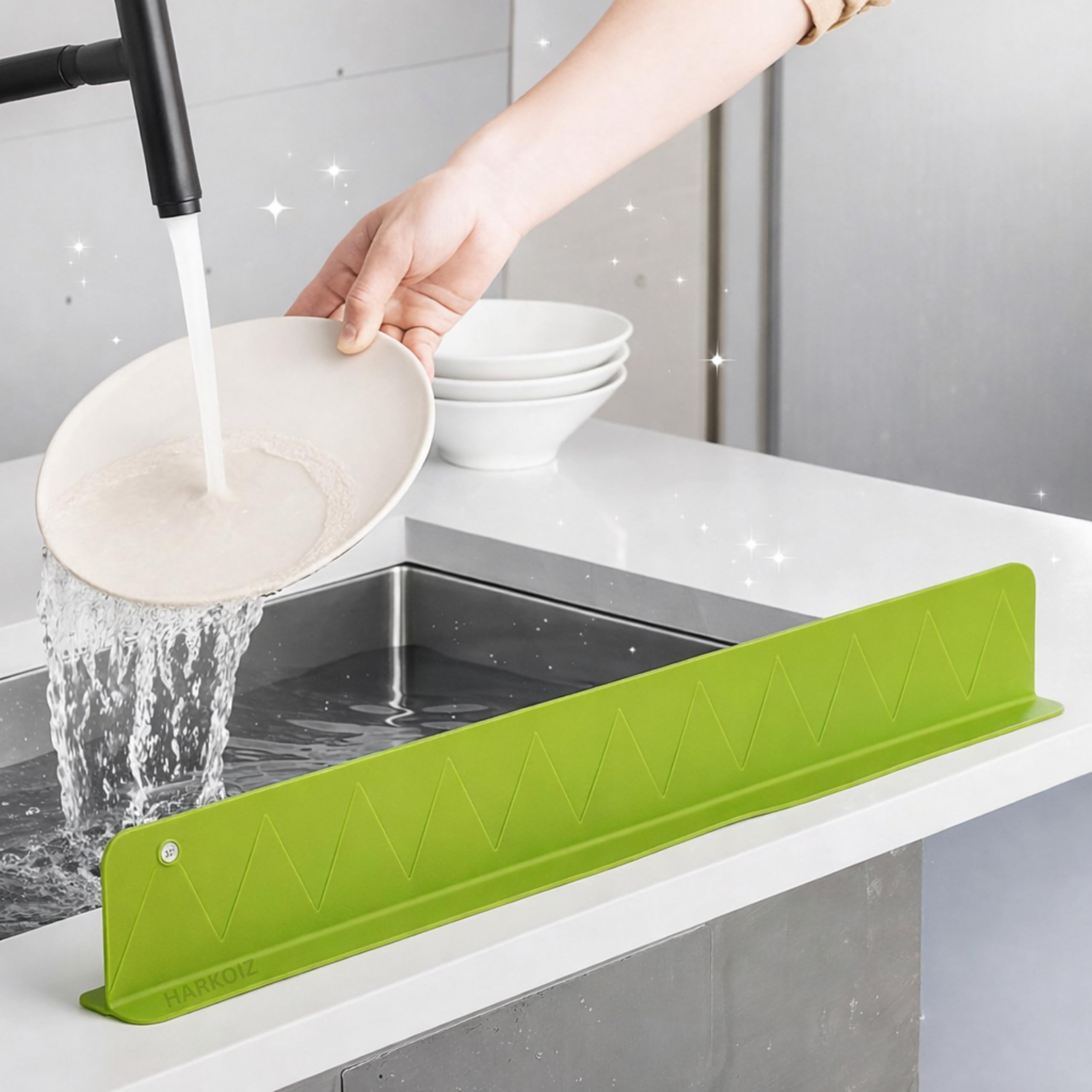 Silicone Sink Splash Guard 40 CM for Indian Kitchens | Standard Size Anti-Splash Water Control Strip with Strong Suction Cups | Reusable Sink Edge Guard for Kitchen & Bathroom (Pack of 1)-image-12