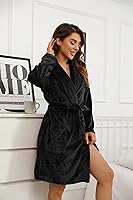 Vista 4 de U2SKIIN Women Fleece Robe, Short Cozy Plush Robes for Womens Soft Shawl Collar Warm Spa Bathrobe