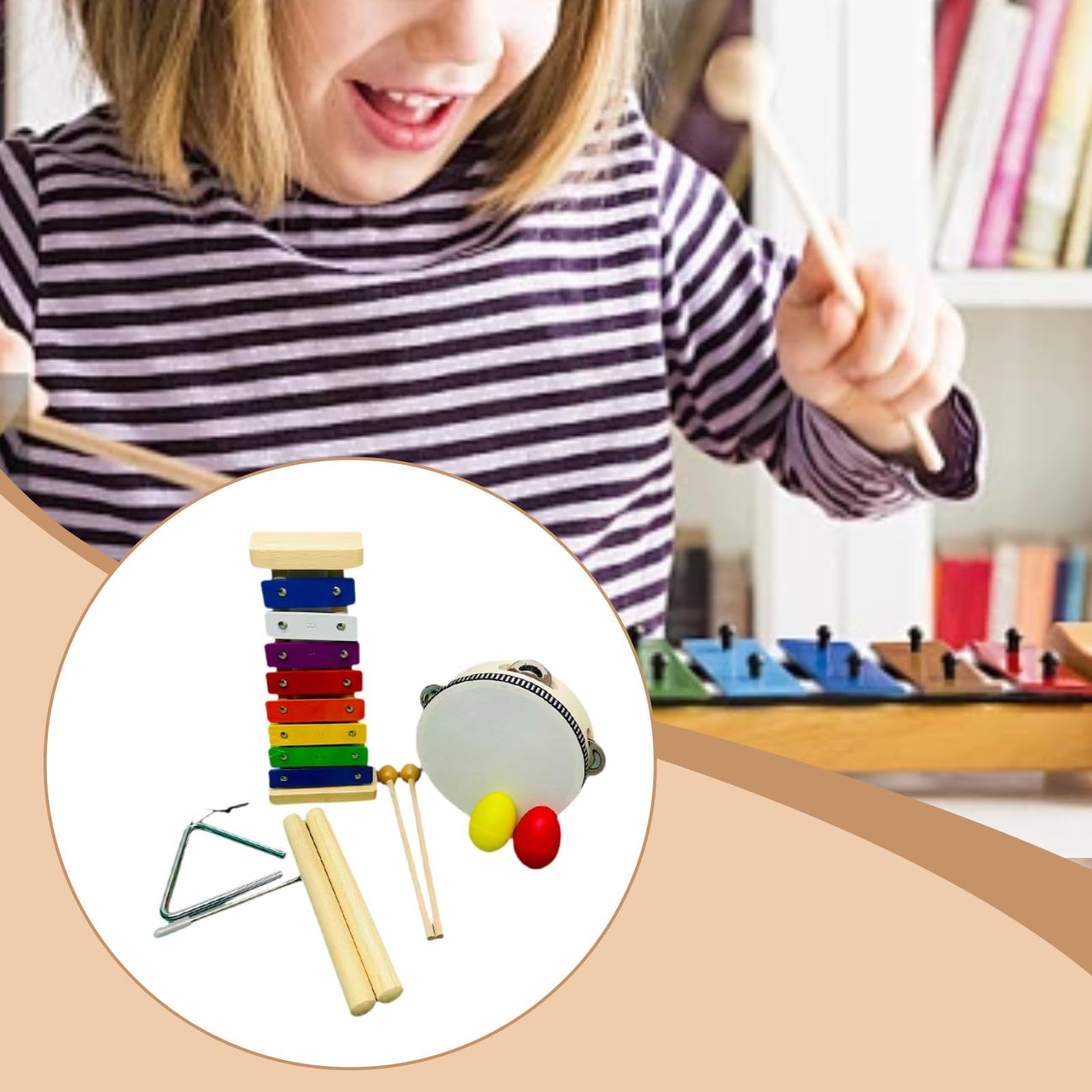 5 Piezas de Instrumentos Musicales Infantiles: Xilófono, Cumpleaños para Niños Y Niñas de 1 a 3 años.