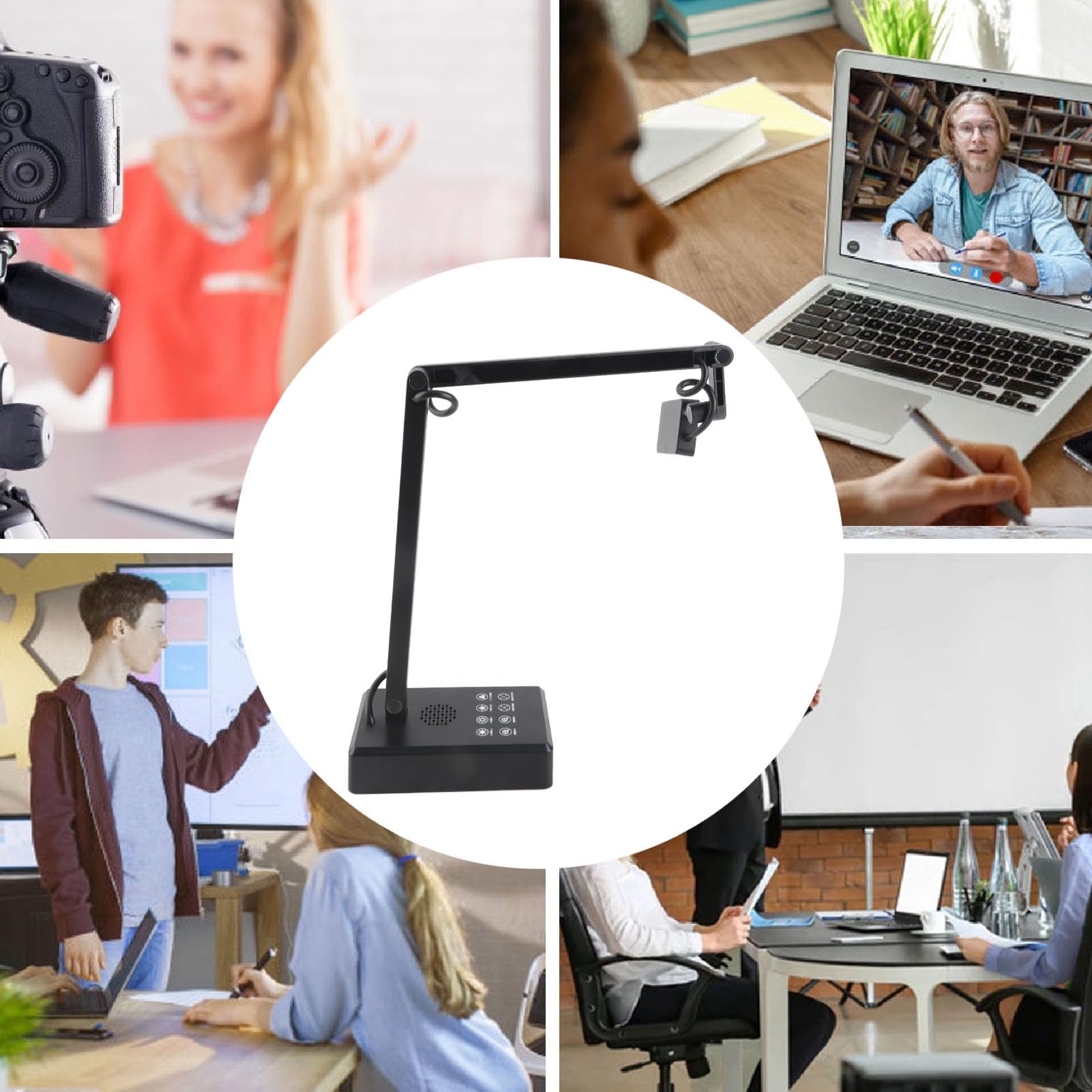 Generic Aparat o Wysokiej Rozdzielczości Kamera Internetowa USB do Dokumentów 16 MP Potężna Moc Sprzętowa do Demonstracji na żywo dla Systemu Windows ABS, Stop Aluminium