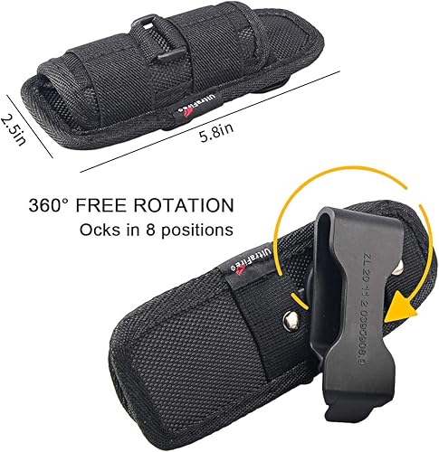 Miniatura 6 de ULTRAFIRE WF-502B - Linterna LED con funda, linterna táctica de un solo modo, 1000 linternas de alta resistencia con funda para cinturón, kit de