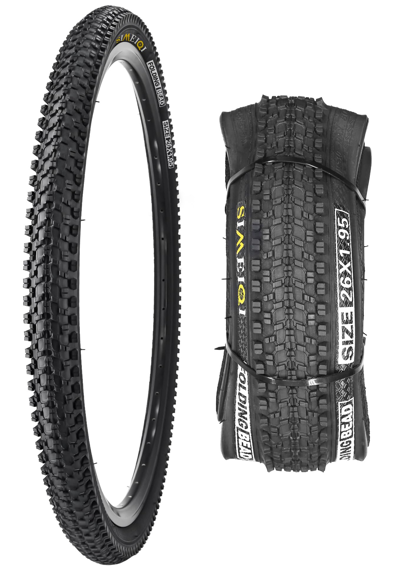 24/26/27.5 X 1.95 Inch Folding Bike Tires with 3mm Anti Puncture Proof Protection for Mountain Bicycles (26X1.95/1 Tire)