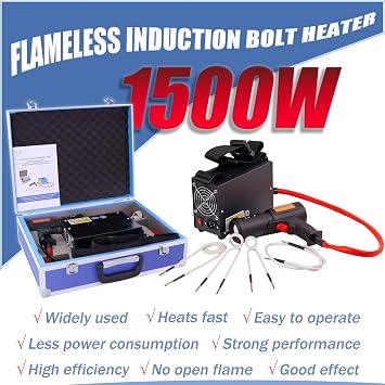 1500W Magnetic Induction Heater Kit, Handheld Heat Induction Machine, Electromagnetic Bolt Removal Tool, Portable Nut Buster, Automotive Flameless Heater with 4 Coils and Tool Box Kits,Black