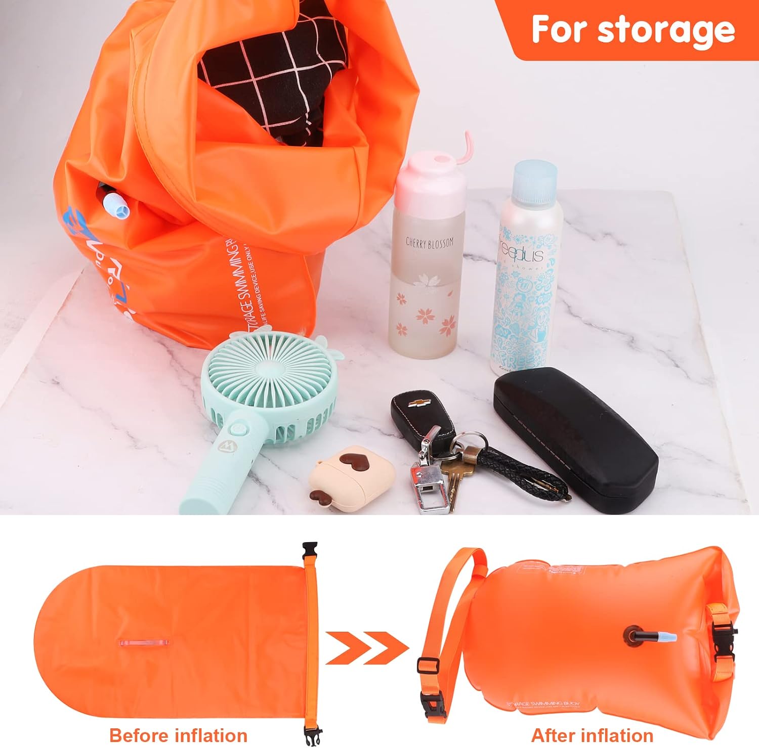 Swim Buoy Tow Float Dry Bag,20L Wild Swim Float,Swimming Bag with Waterproof Phone Case,Swim Accessories for Open Water Sports Kayakers Swimmers Triathletes Snorkelers,Swim Bubble Highly Visible - Image 5