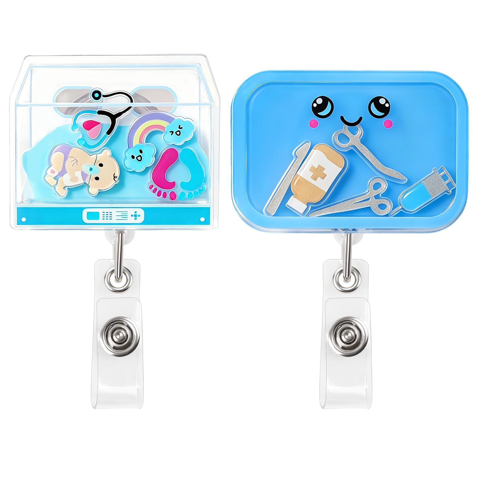 Loghohu 2Pcs Cute and Funny Shaker Badge Reels Retractable for Nurse