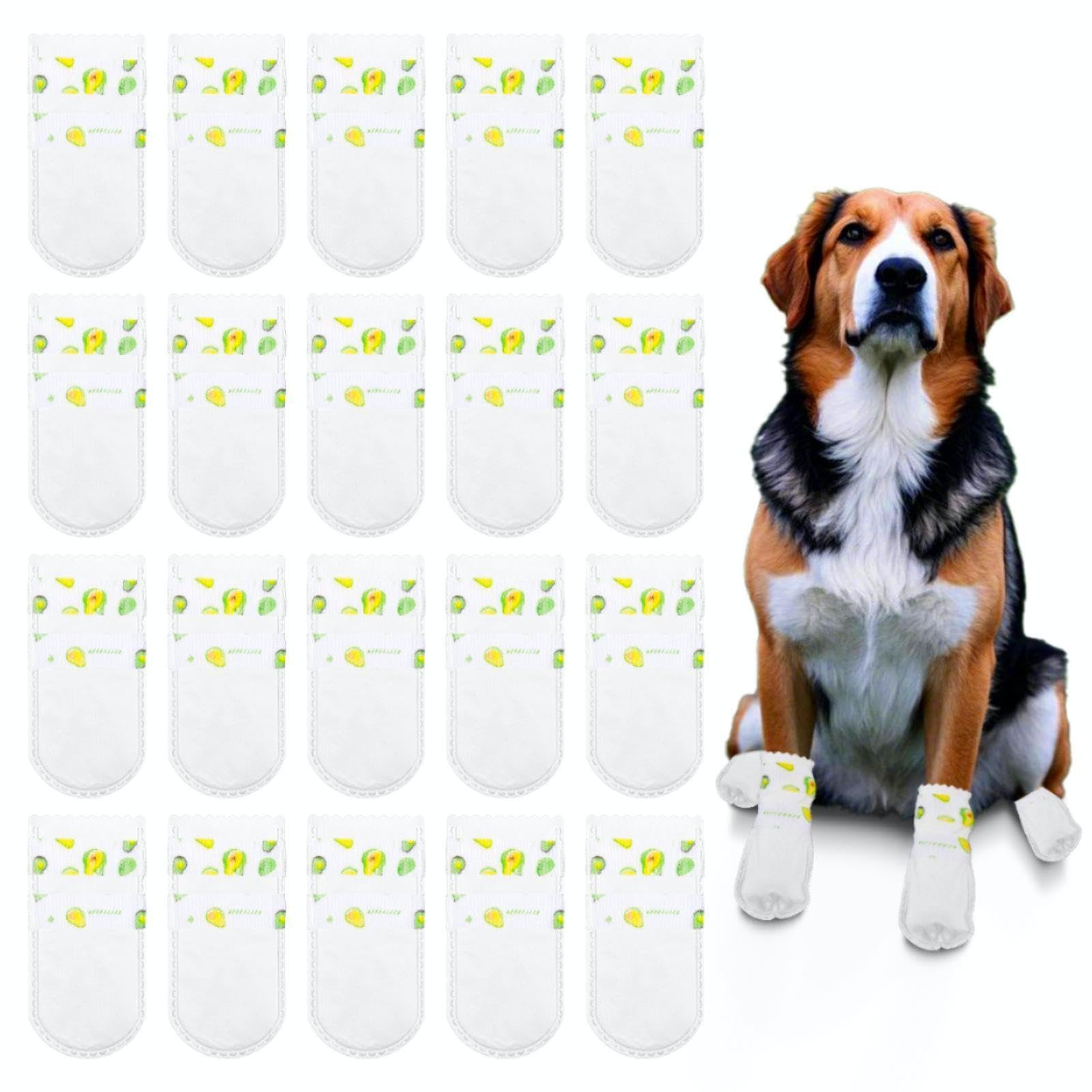 HotoPink Disposable Dog Boots for Injured Paws 20 PCS Waterproof Pet Shoes with Bandage