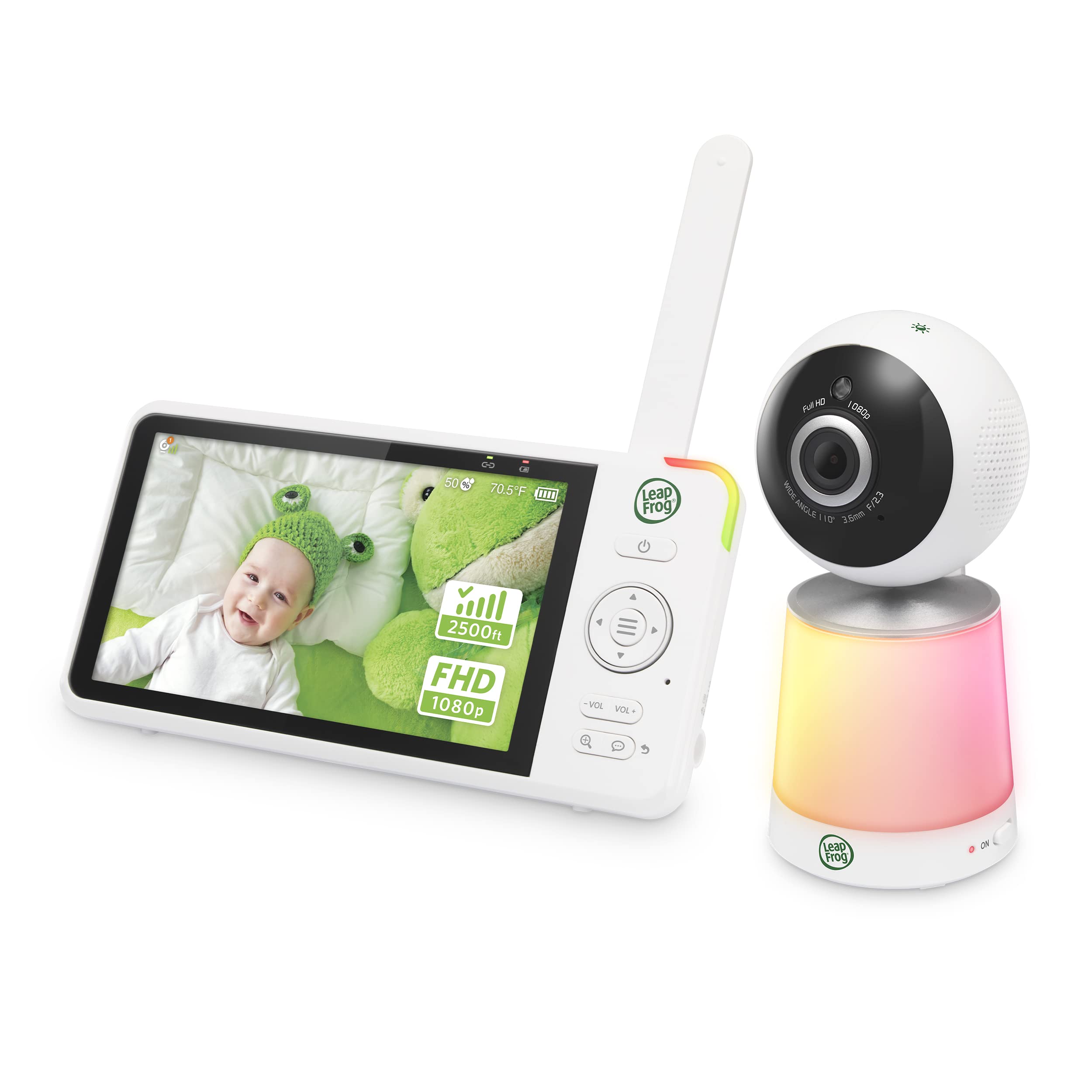 LeapFrog LF1726FHD 5.5" 1080p FHD Display Video Baby Monitor with up to 2500 ft range, 360 Pan & Tilt, 4X Zoom, Color Night Light, Color Night Vision,Soothing Sounds,Secure Transmission,Smart Sensors