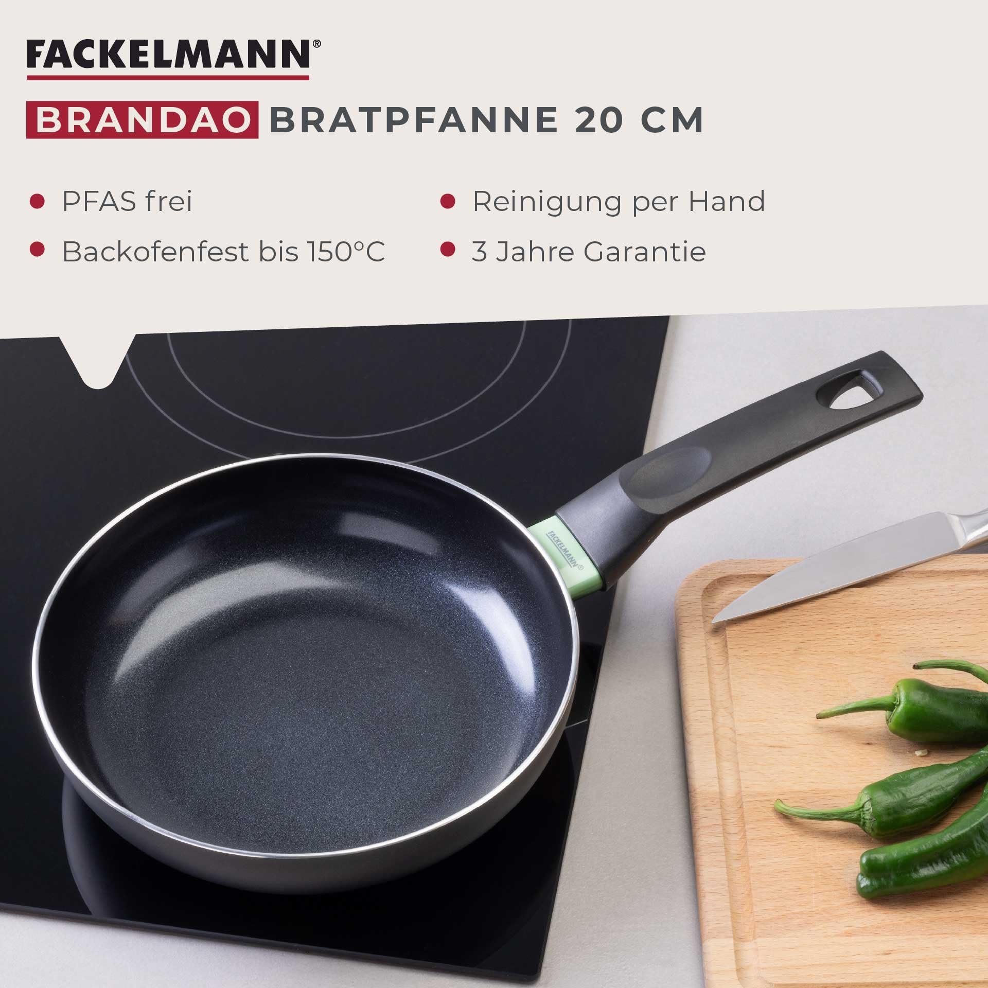 FACKELMANN Frying pan 20cm BRANDAO, Schwarz - Image 3