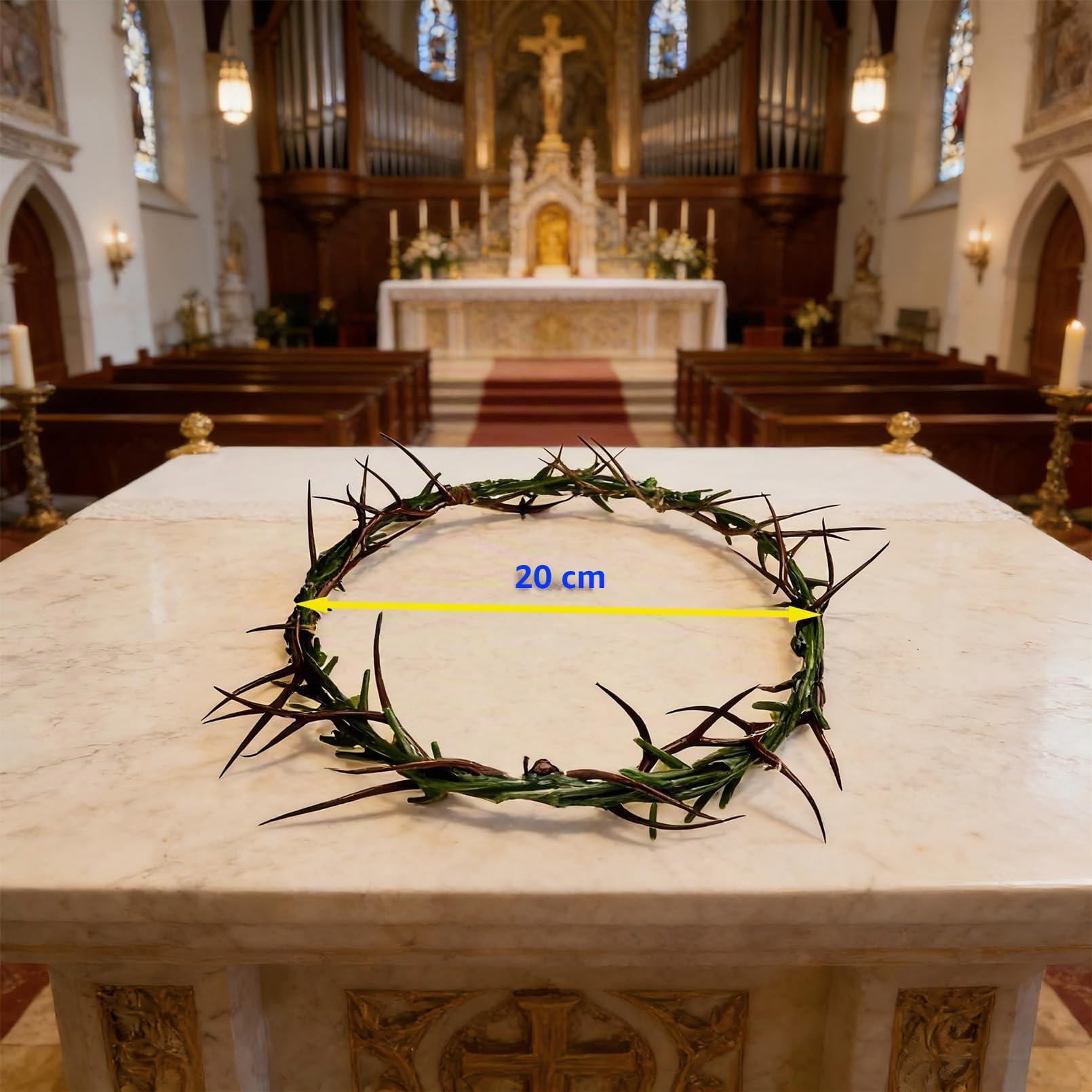 Corona di spine di plastica da 20 cm per la rappresentazione della Passione, corona indossabile per la rappresentazione in chiesa, decorazione dell'albero di Natale, ornamento corona per costumi.