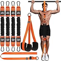 Vista 8 de Bandas de asistencia para dominadas, banda de resistencia ajustable para barra de dominadas con 4 bandas de asistencia, reposapiés dobles, bandas