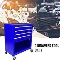 Vista 2 de Carro de herramientas de 4 cajones con ruedas, carrito de herramientas rodante, carrito de servicio industrial de servicio pesado con sistema
