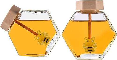 Miniatura 3 de Tarro de miel con forma hexagonal con recipiente de almacenamiento de vidrio resistente al calor, tarro de miel de vidrio con tapa y tapa para el