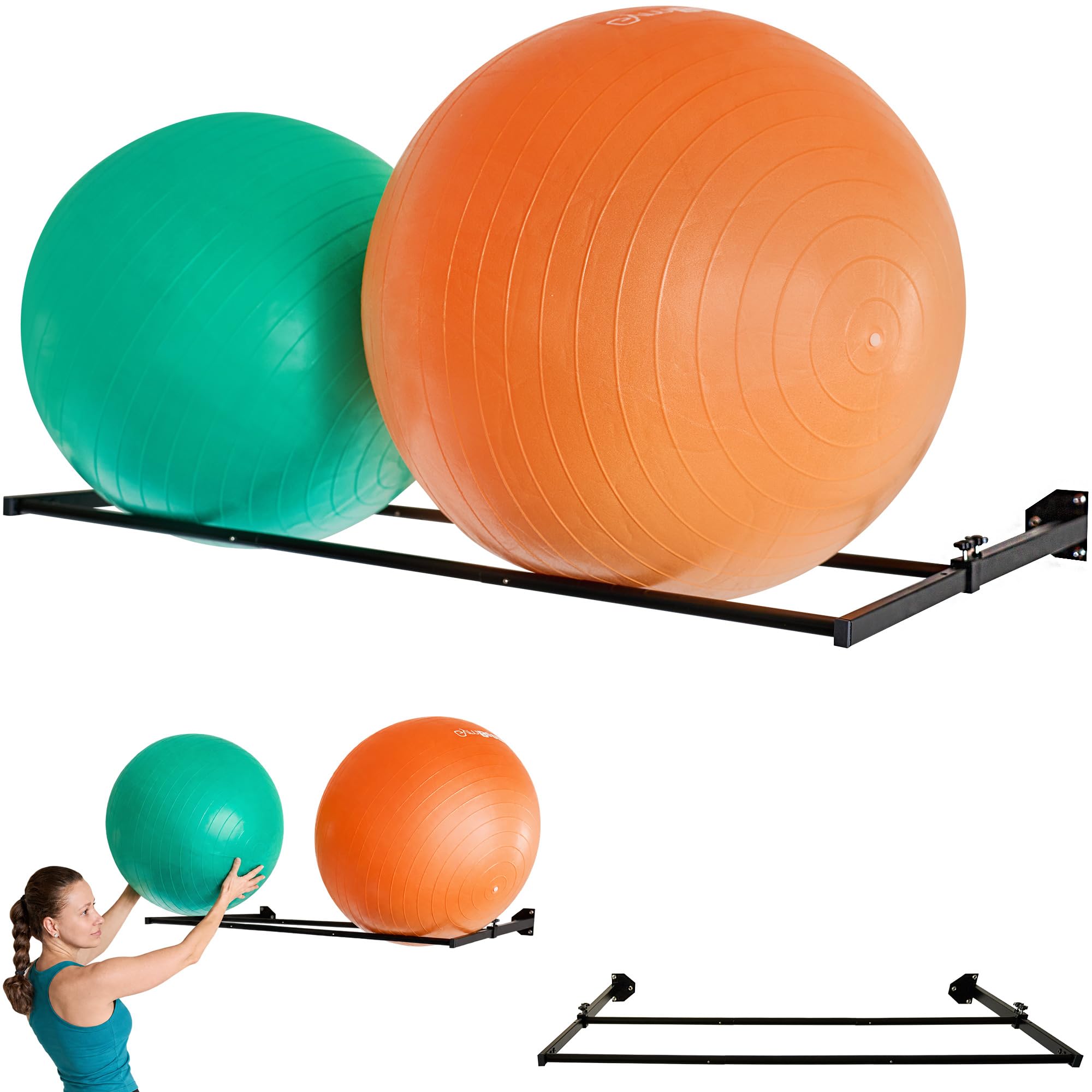 ODOXIA Exercise Ball Holder | Organize Your Space | Wall Mounted Rack | Yoga Ball Holder | Exercise Wall Mount | Fitness Therapy & Stability Rack | for Gyms, Studios, Home Gyms
