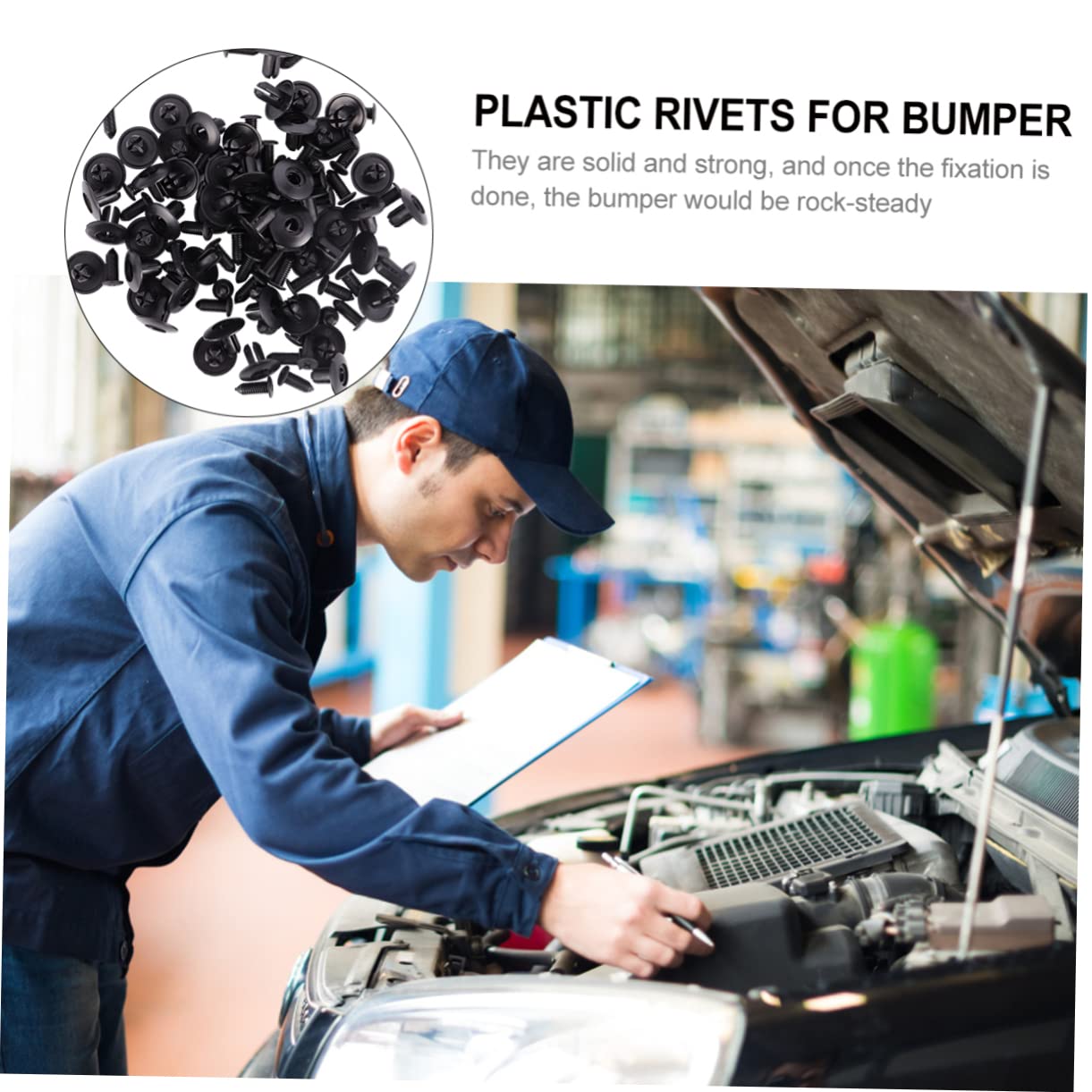 50Pcs Black Plastic Push Rivet Clips for Auto Bumper Fixation