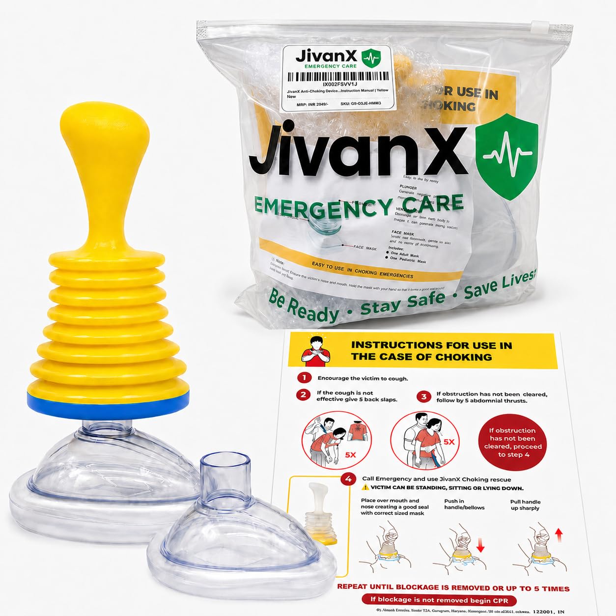 JivanX Anti-Choking Device – Choking Rescue Suction Kit for Kids
