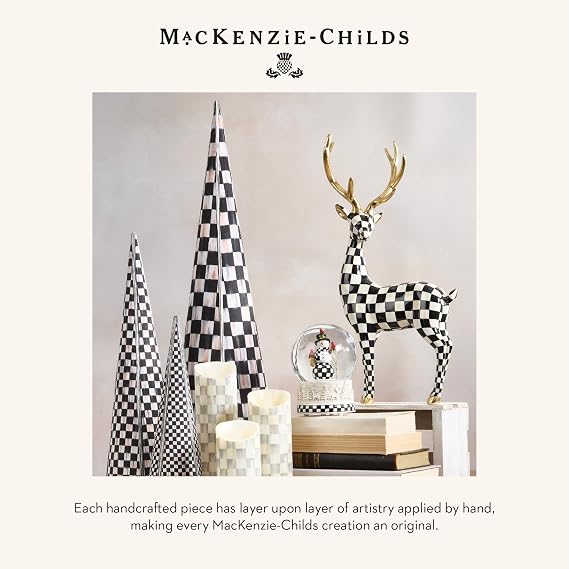 MACKENZIE-CHILDS Tabletop Christmas Tree, Decorative Tree for Christmas Decor, Set of 3, Courtly Cone