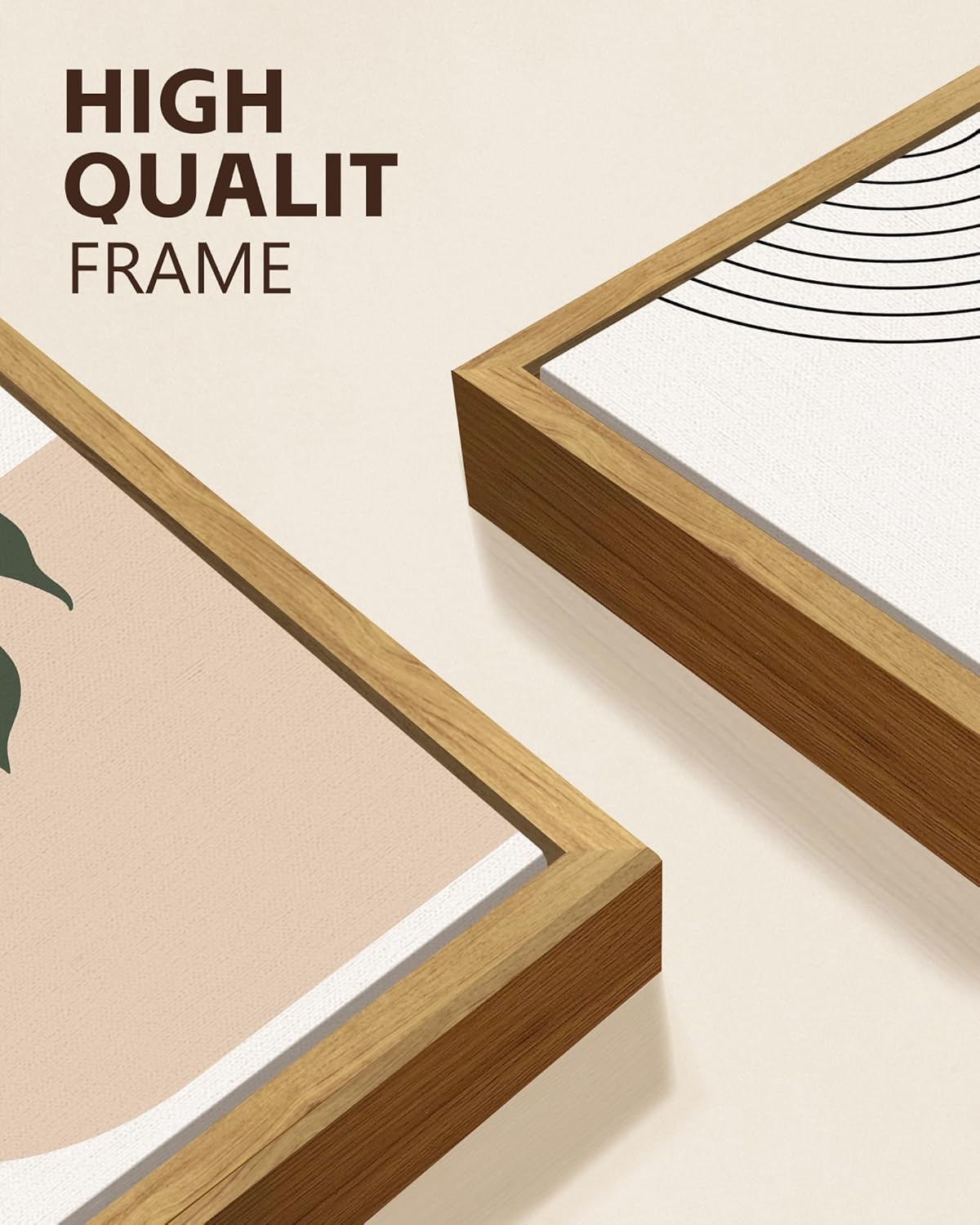 KUVIOKE Boho Green Sage Neutral Wall Art Framed Bohemain Botanical Geometric Modern Wall Decor Ready to Hang 11x14in (Natural Framed)