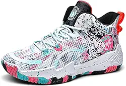 Bolognifi Tênis masculino de basquete de cano alto, antiderrapante e respirável para esportes ao ar livre, calçado de treinamento fitness acolchoado Presente (Color : Black, Size : 6.5 Women/4.5 Men