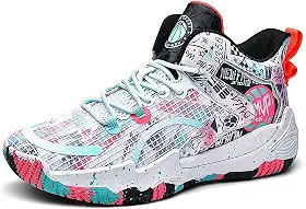 Bolognifi Tênis masculino de basquete de cano alto, antiderrapante e respirável para esportes ao ar livre, calçado de treinamento fitness acolchoado Presente (Color : Black, Size : 6.5 Women/4.5 Men
