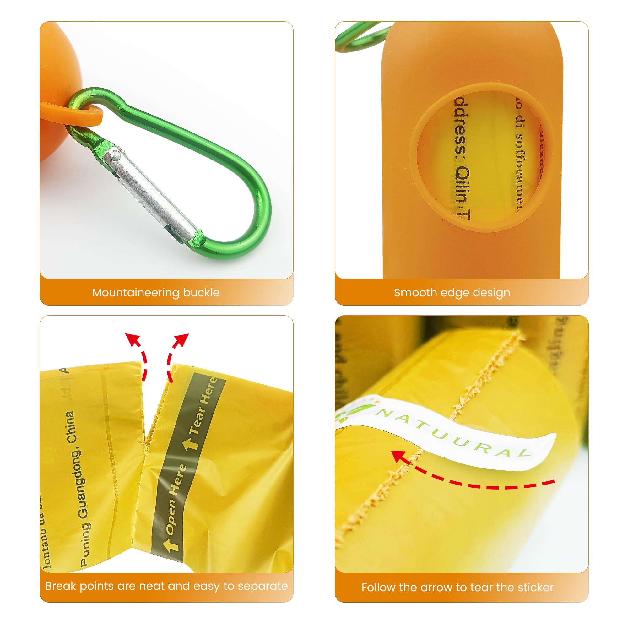 Sacchetti Cane Cacca Biodegradabili, 1050 unità, 70 rotoli con Dispenser Gratuiti, Sacchetti per Escrementi di Cane Realizzati in Amido di Mais, Resistenti e a Prova di Perdite al 100% (Giallo)