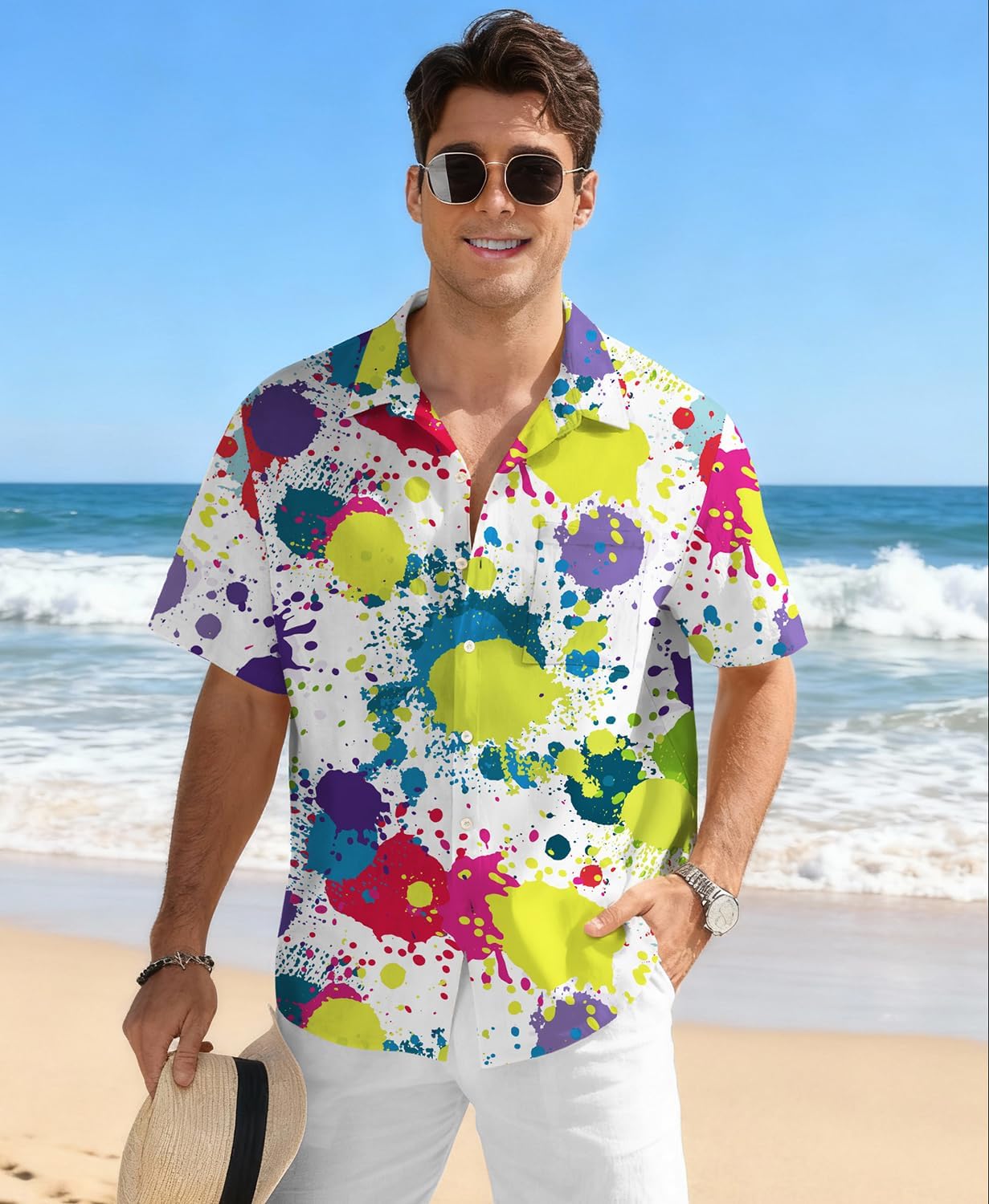 KYKU Men's Hawaiian Shirt Short Sleeve Tropical Button Down Casual Summer Beach Vacation Shirts - Image 2