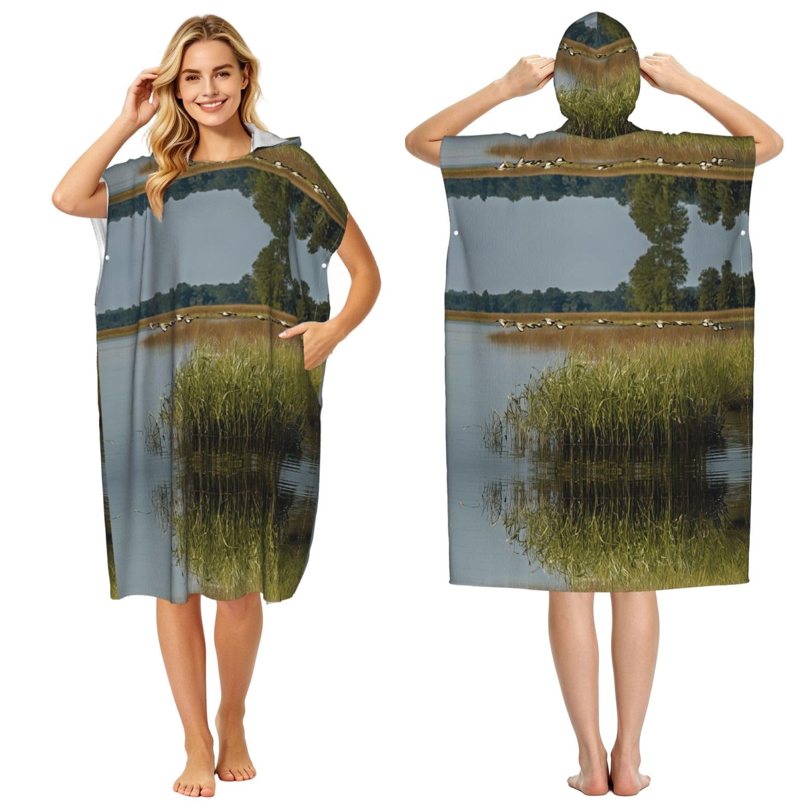 Poncho à capuche en microfibre sauvage pour adulte surf et bain