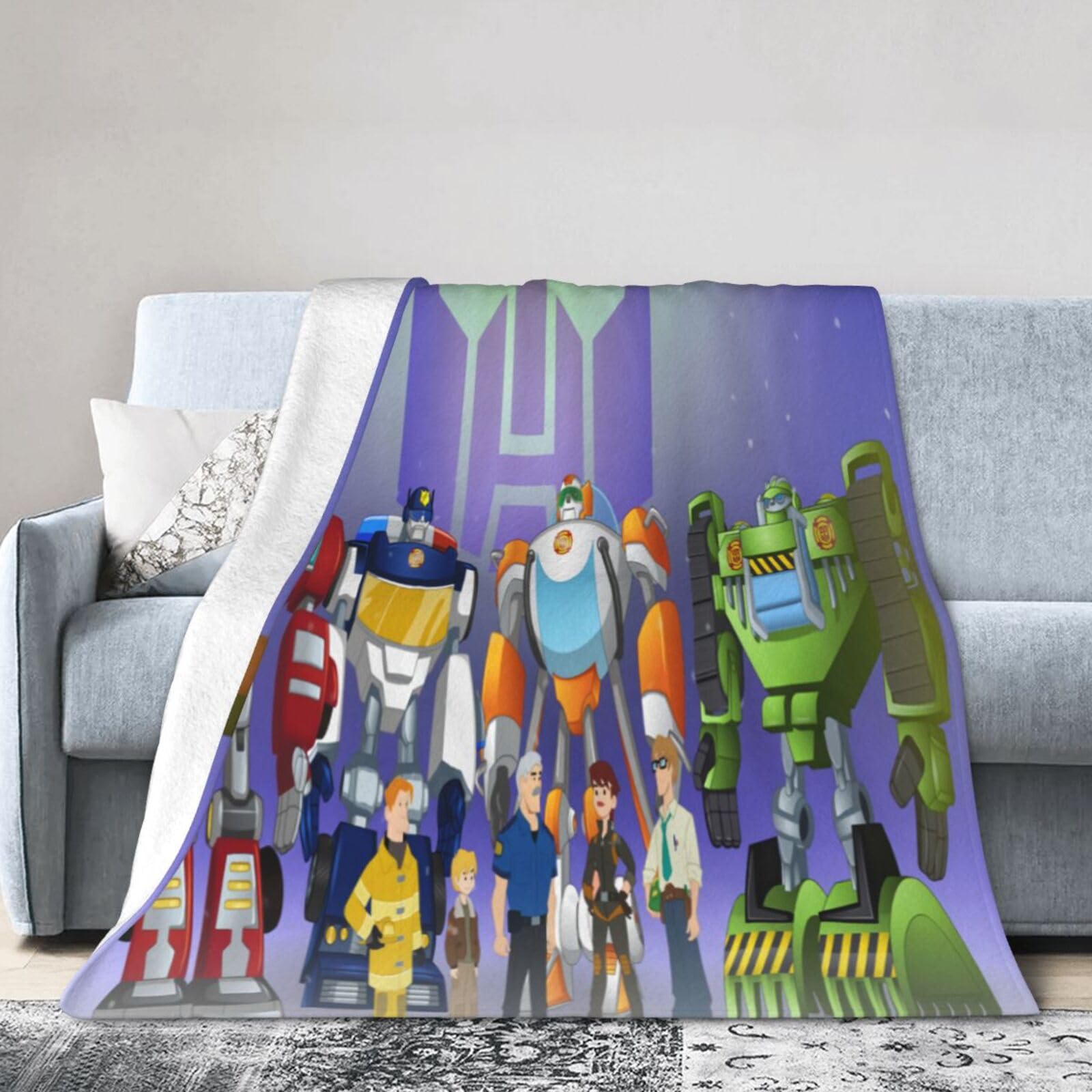 Rescue Bots Fleece Blanket for Bed 40"X30" Fleece Throw Blanket for Women, Men and Kids Super Soft Plush Blanket Throw for Christmas Winter