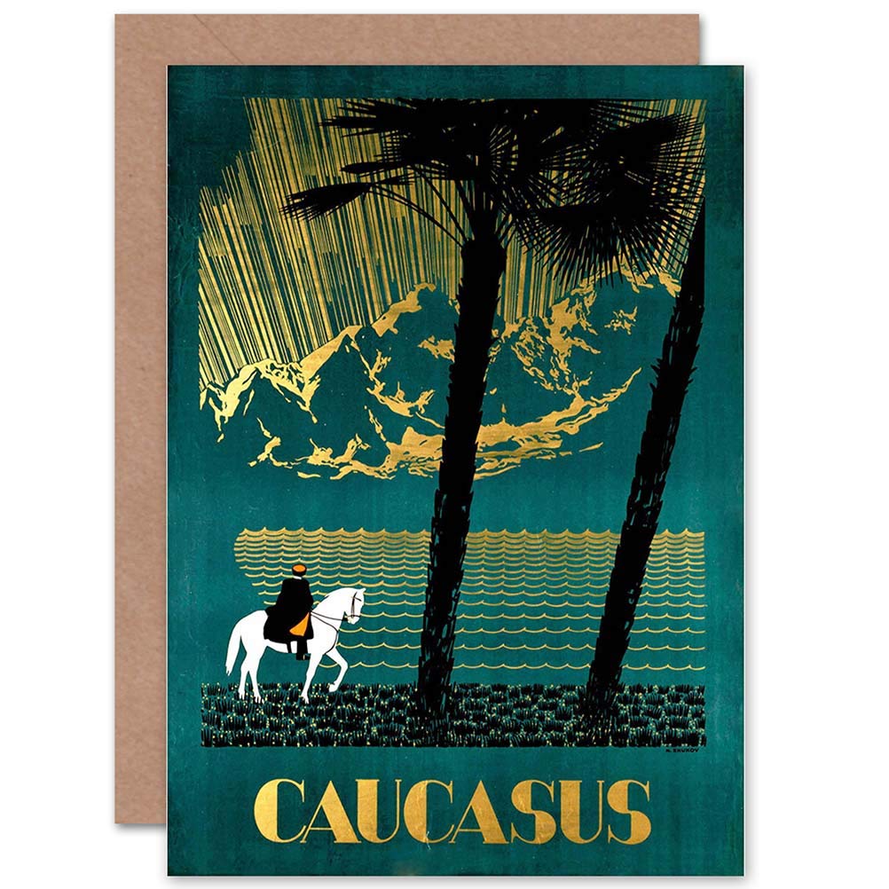 Wee Blue Coo Blue Wee Coo Travel Caucasus Mountains Soviet Union Russia Lake Horse Greetings Card