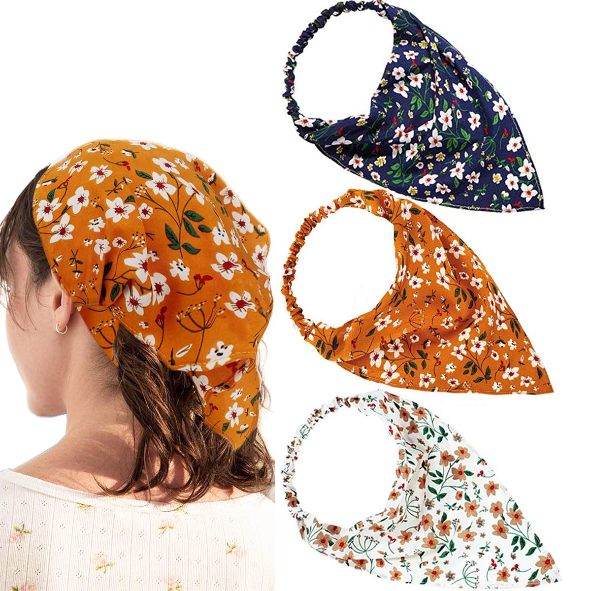 Chnaivy Floral Elastic Hair Scarf Headband 3 Pcs Chiffon Head Hair Bandanas Hair Scarves With Clips For Women Triangle Flower Print Head Kerchief Hair Accessories For Girl Women - Multicolor (B08Q3ZP74M) Amazon Price History, Amazon Price Tracker