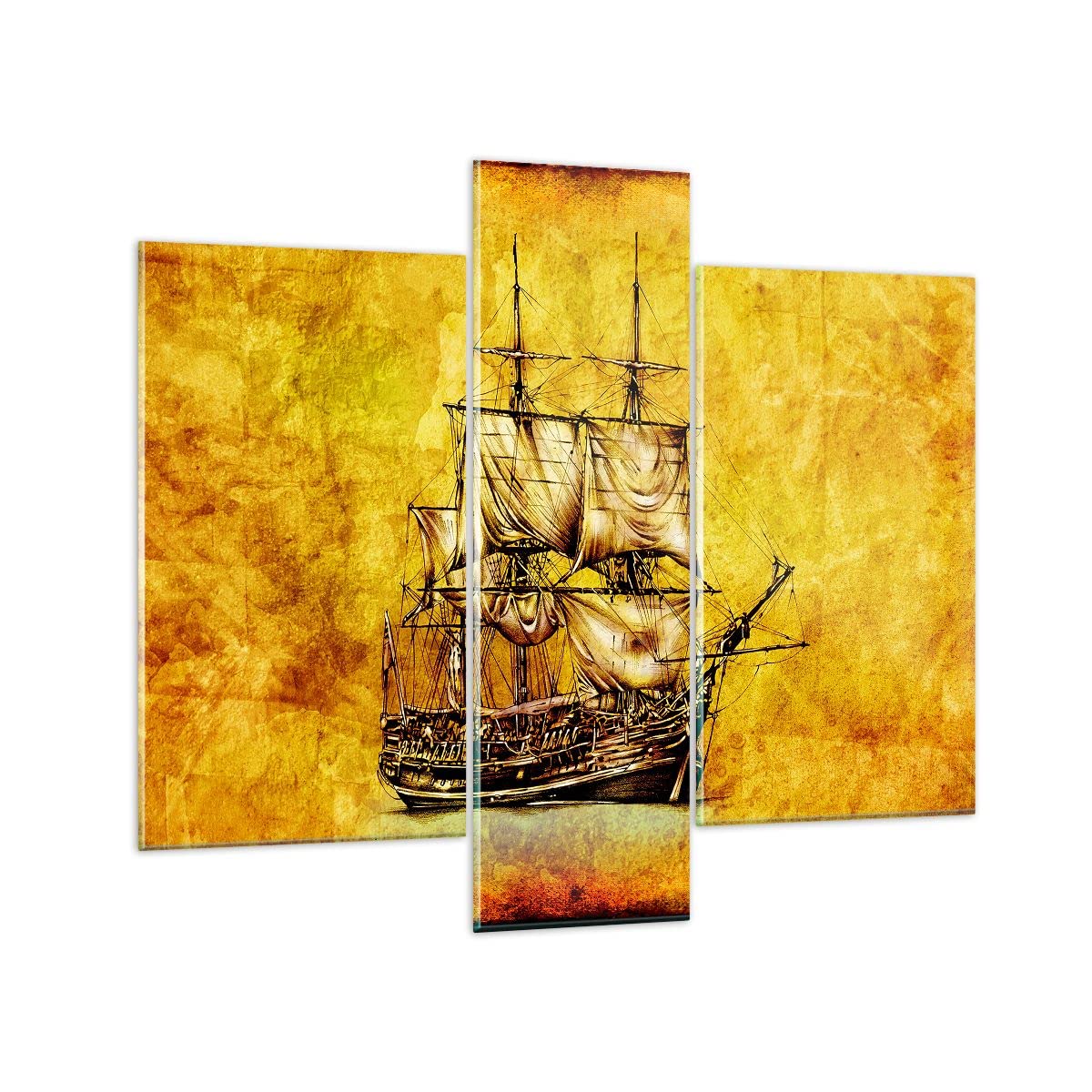 Tableau Toile 100x70cm - Navire Pirate Sur Océan - Impression Moderne - ARTTOR