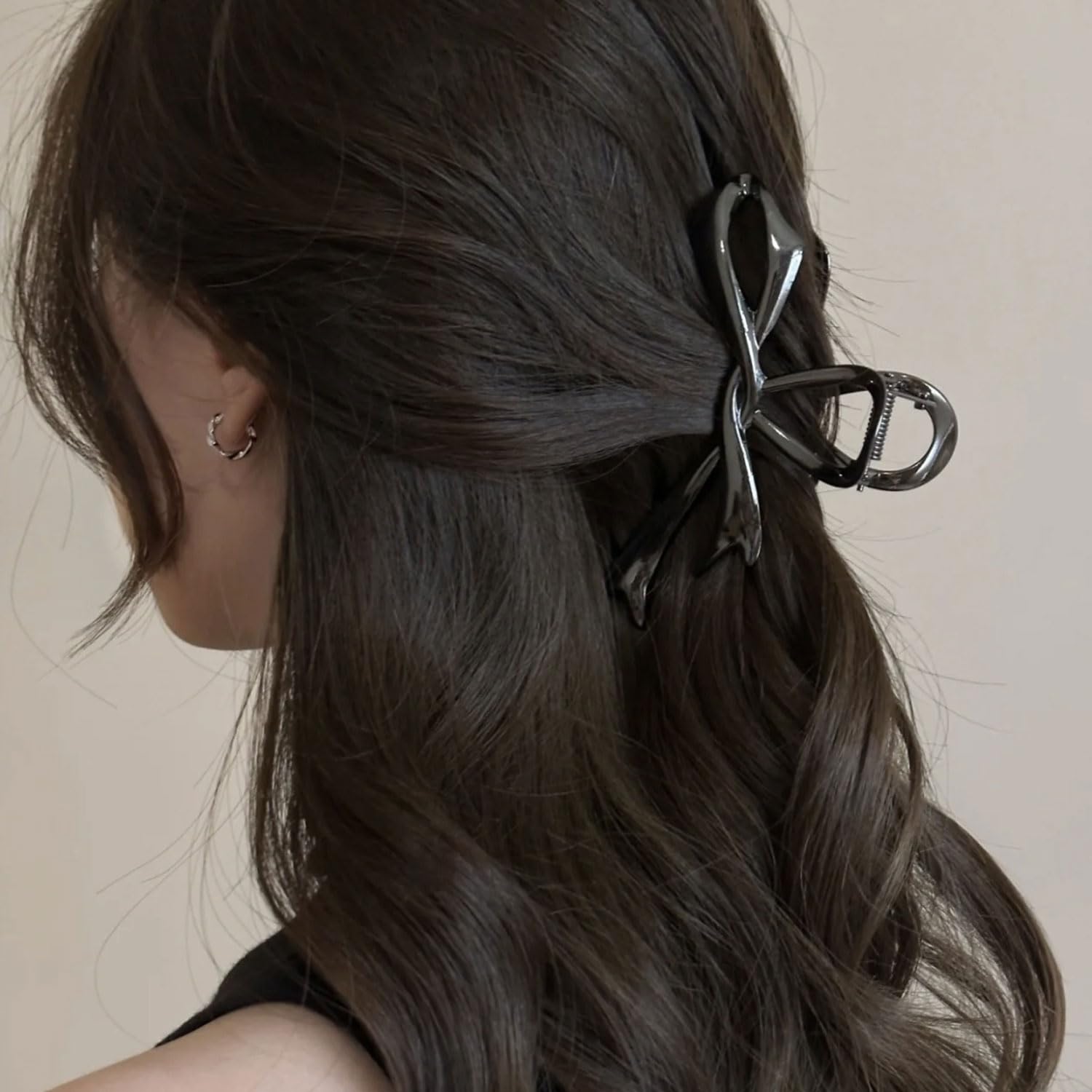 Amazon.com : Black Ribbon Bow Metal Hair Clips Claw, 1Pcs  display picture 1