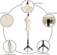 Vista 4 de Vestido de maniquí femenino con altura ajustable y soporte de trípode resistente para costura, modista, decoración del hogar, exhibición de joyas