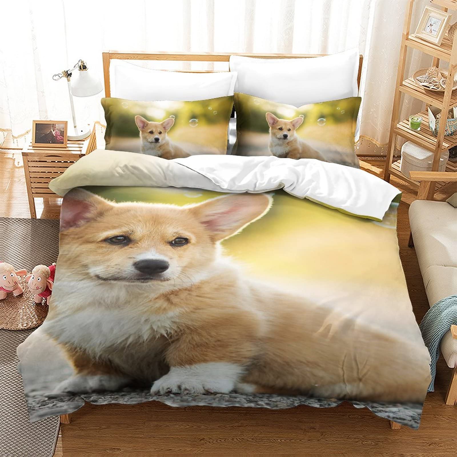 Housse de couette Corgi imprimée en 3D pour transformer votre lit simple