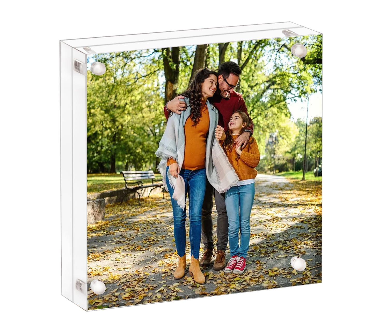 Cadre photo en acrylique AMEITECH 17,8x17,8 cm transparent double face aimanté pour bureau