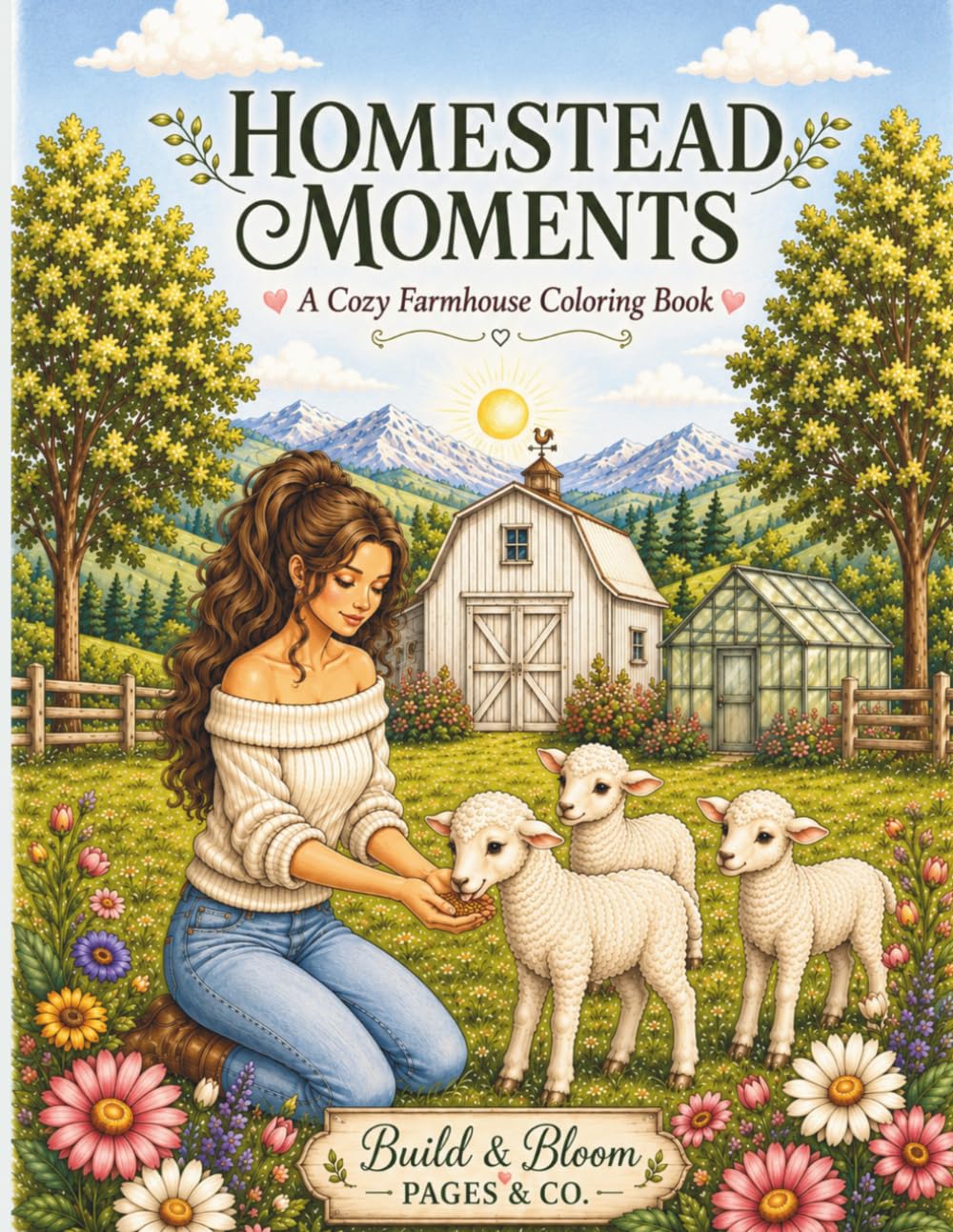 Homestead Moments - A Cozy Farmhouse Coloring Book: A Cozy Farmhouse Coloring Book for Adults Featuring Country Life, Gardens, Farm Animals & Peaceful Homestead Scenes